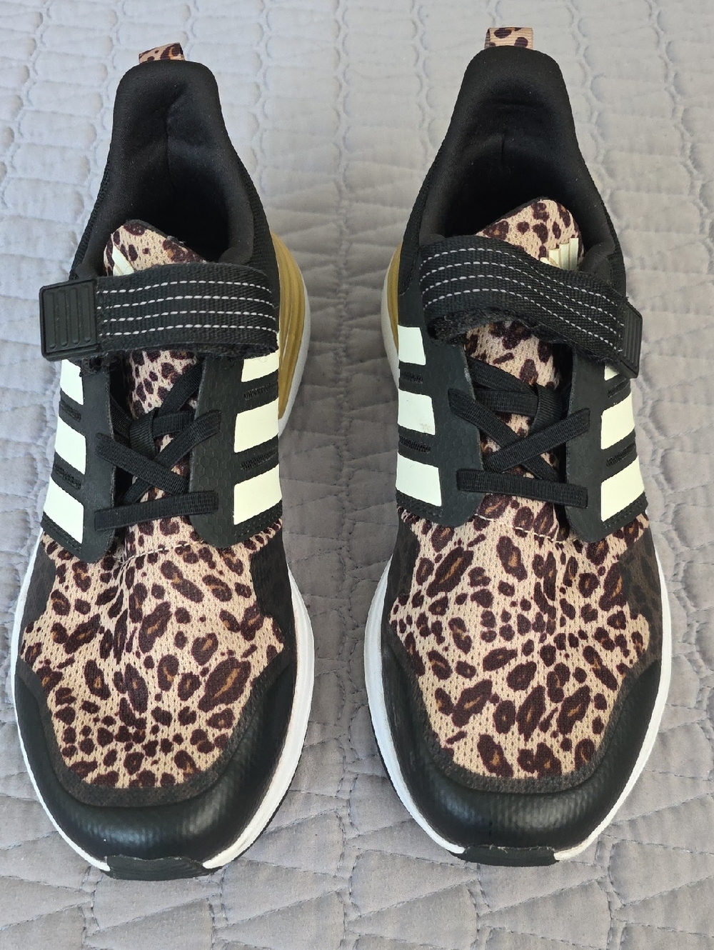 adidas Leopard-Print Athletic Sneakers in Black, Brown and White